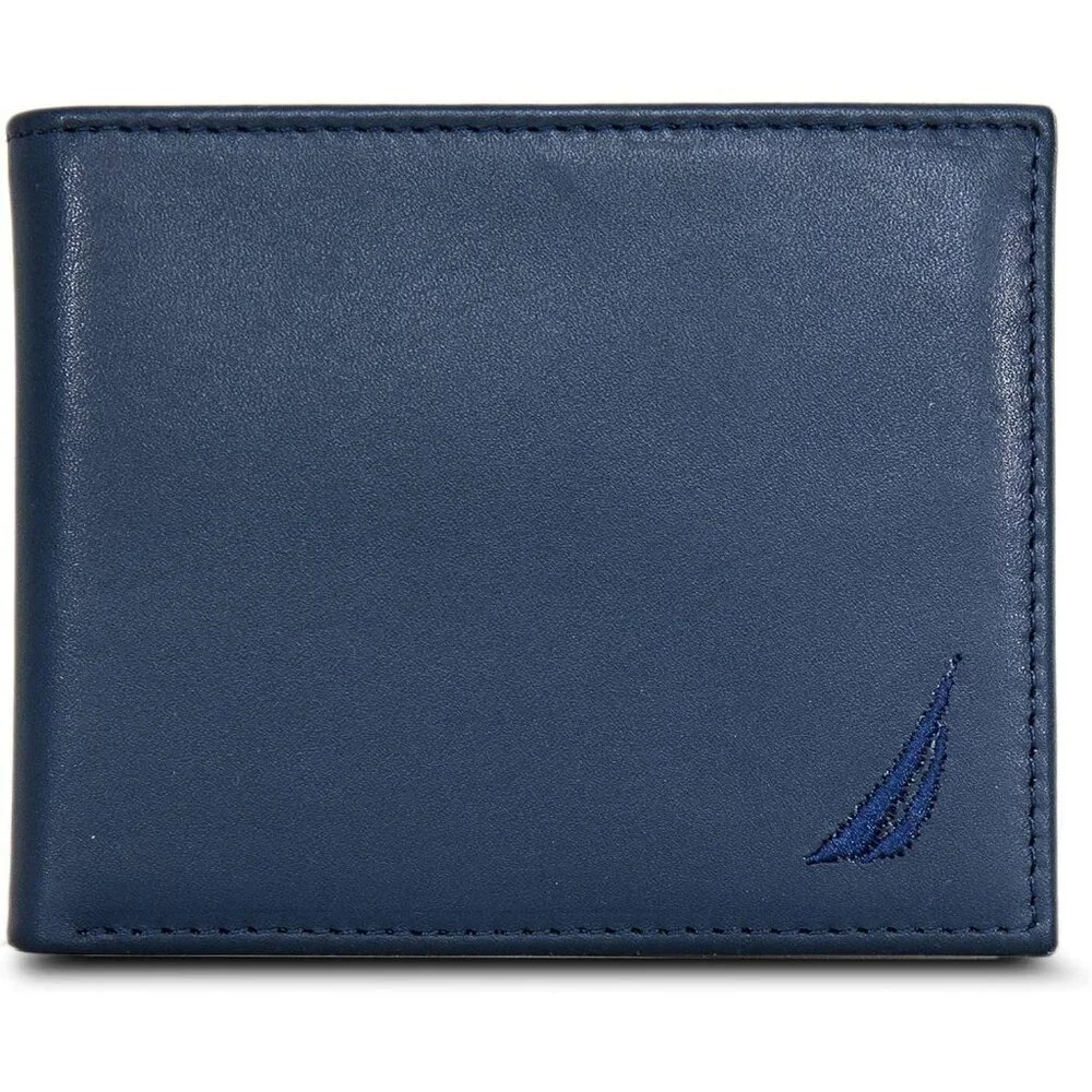 Men's Sail - Navy Bifold Leather Wallet RFID Blocking ID Window Card Slots